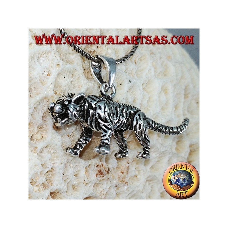 Colgante en plata tridimensional tigre, grande