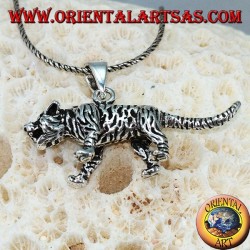 Pendentif en argent tigre en trois dimensions, grand