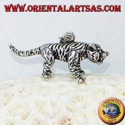 Pendant in silver three-dimensional tiger, large