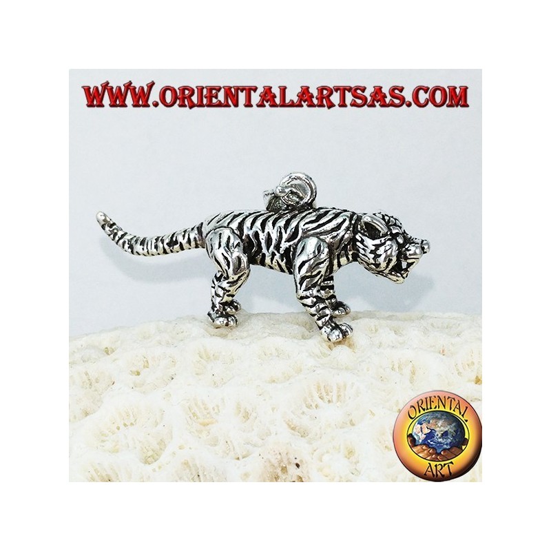 Pendant in silver three-dimensional tiger, large