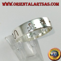 Anello a fedina in argento intagliata a mano 