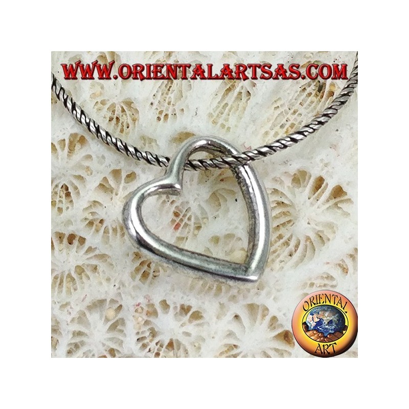 Silver pendant with a heart profile