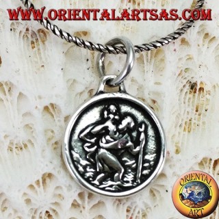 Ciondolo in argento medaglia di San Cristoforo