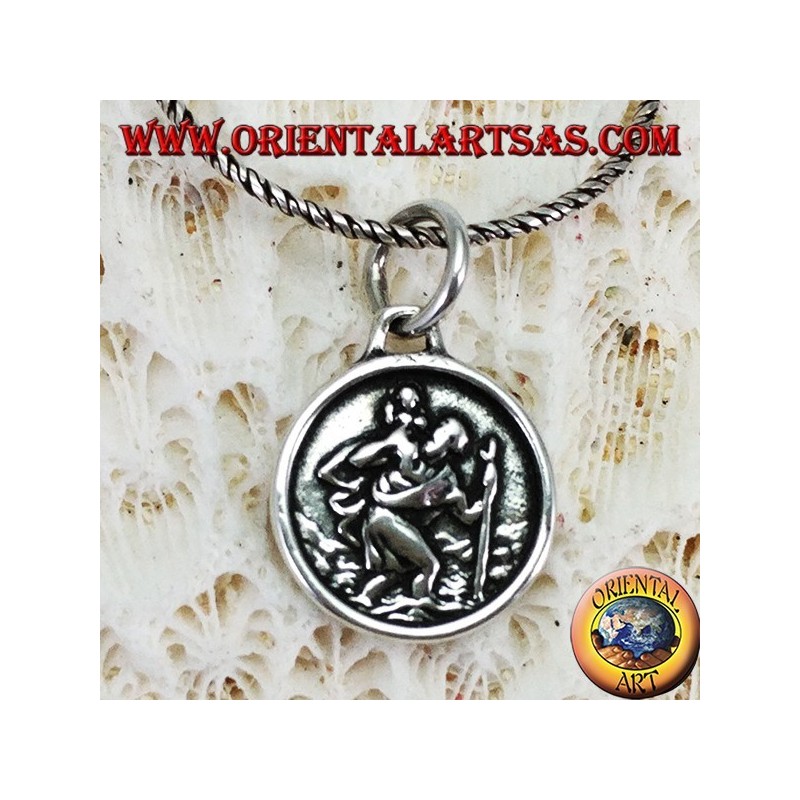 Silver medal pendant of Saint Christopher
