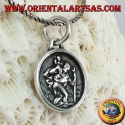 Pendentif médaille d'argent de Saint Christophe