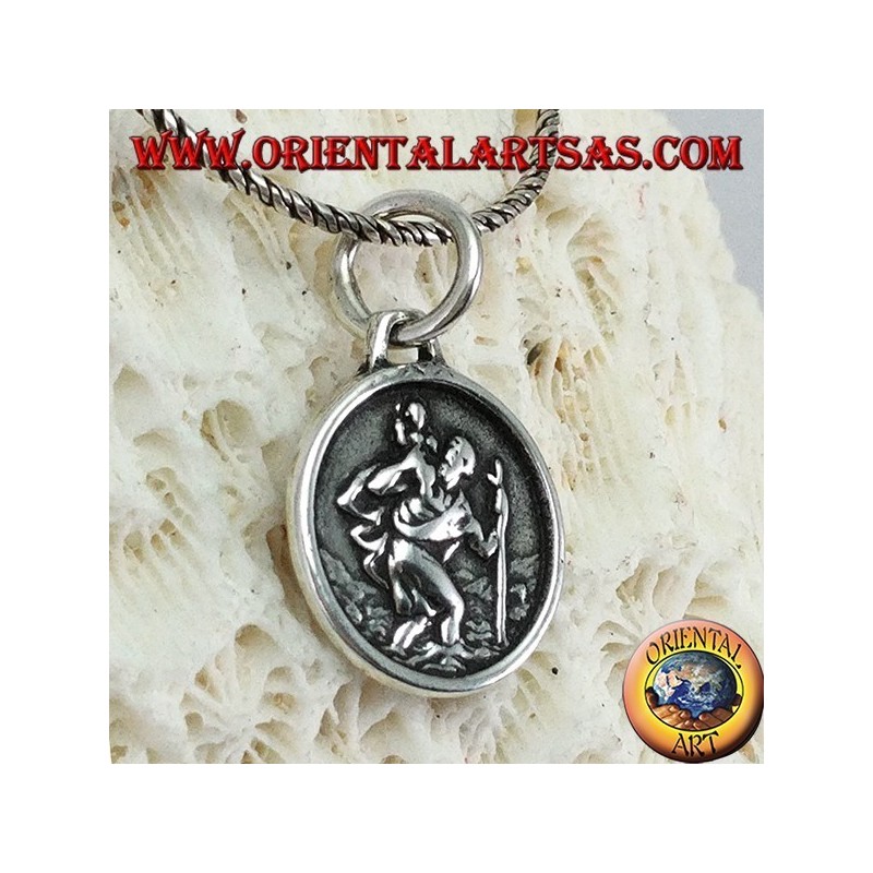 Medalla de plata colgante de San Cristóbal