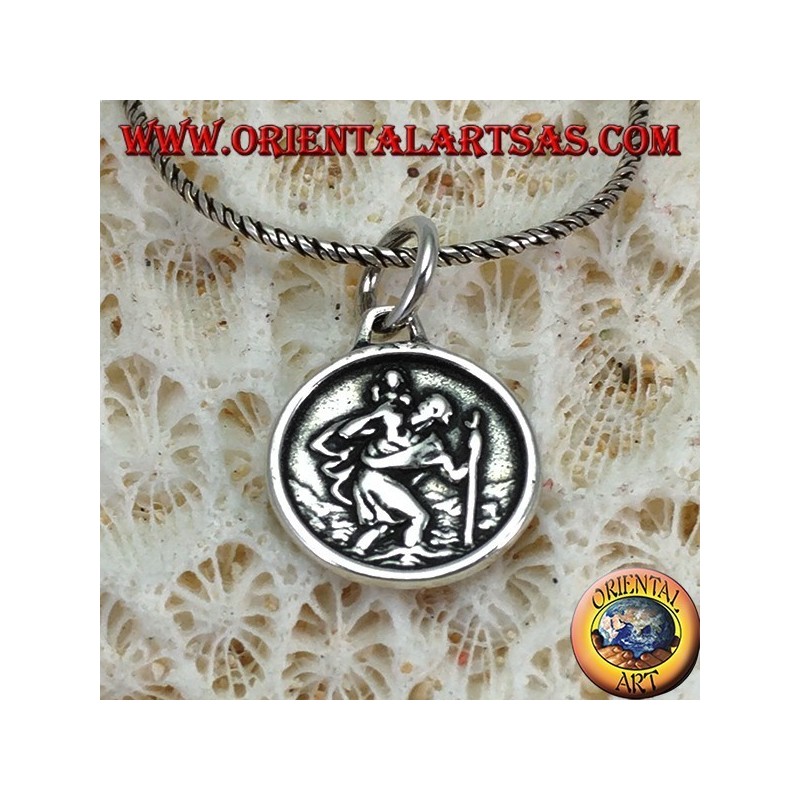 Silver medal pendant of Saint Christopher