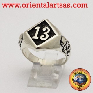 number 13 silver ring