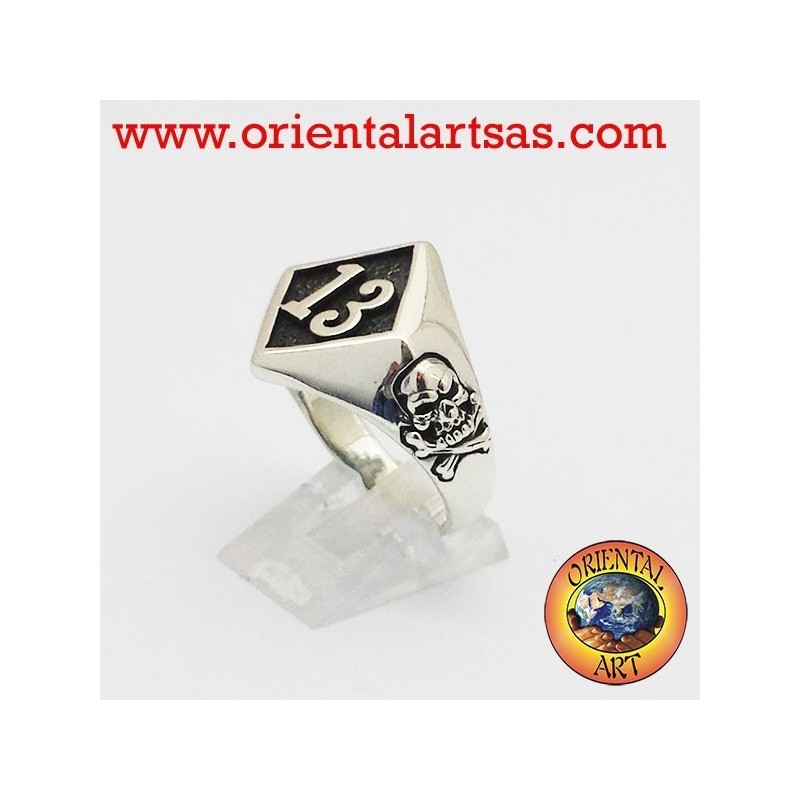number 13 silver ring