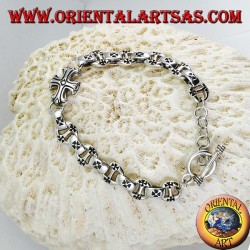 Solid silver bracelet with crosses