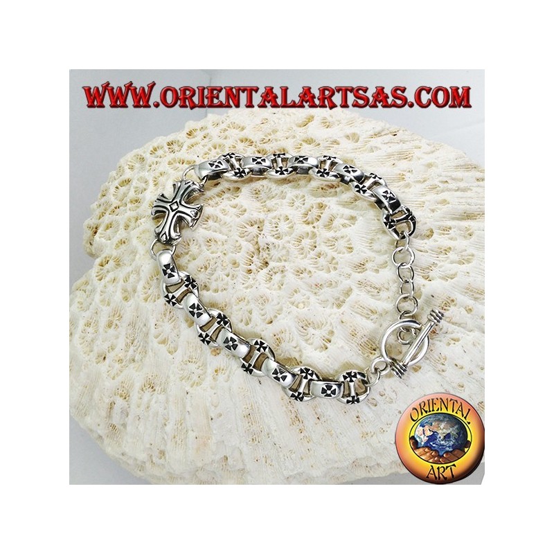 Bracciale Argento massiccio con croci