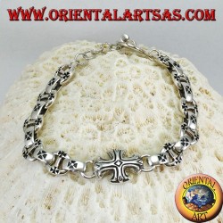 Solid silver bracelet with crosses