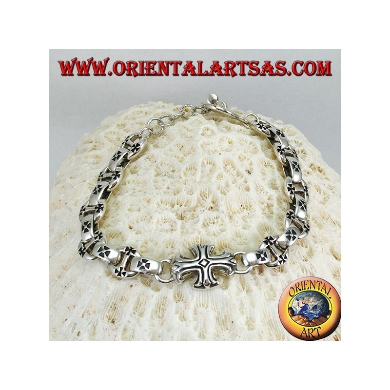 Solides Silberarmband mit Kreuzen