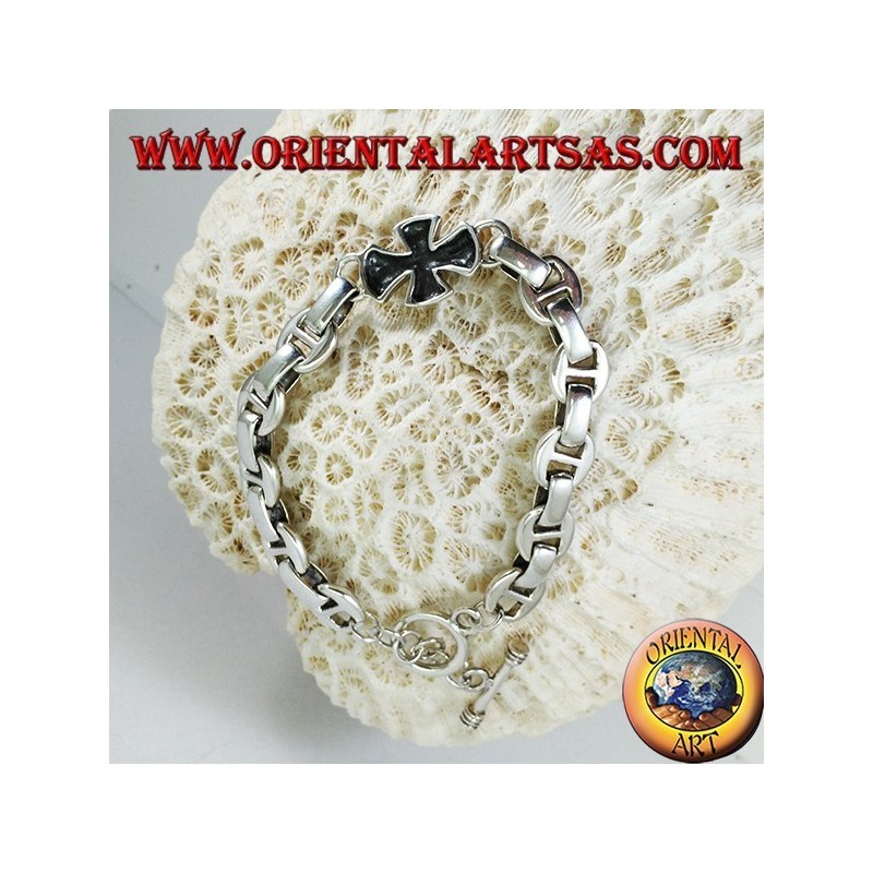 Bracelet en argent massif avec des croix