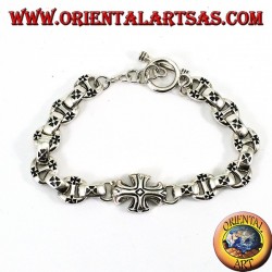 Bracelet en argent massif avec des croix