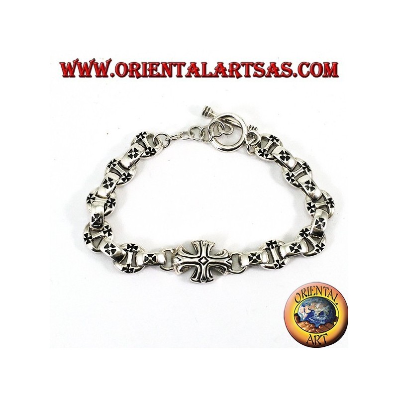 Solid silver bracelet with crosses