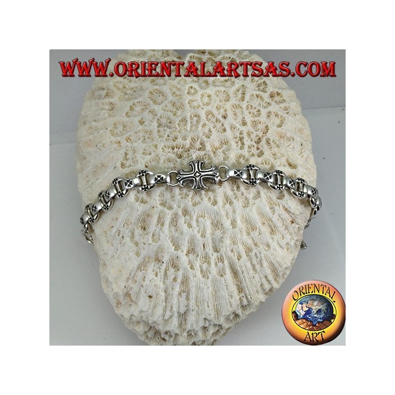 Bracciale Argento massiccio con croci