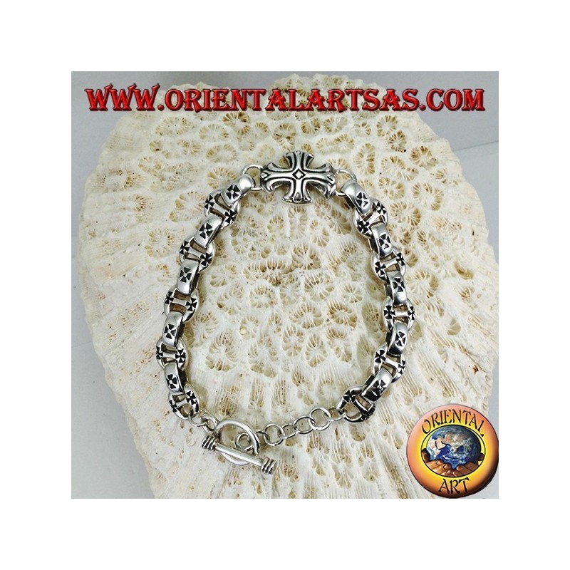 Solid silver bracelet with crosses