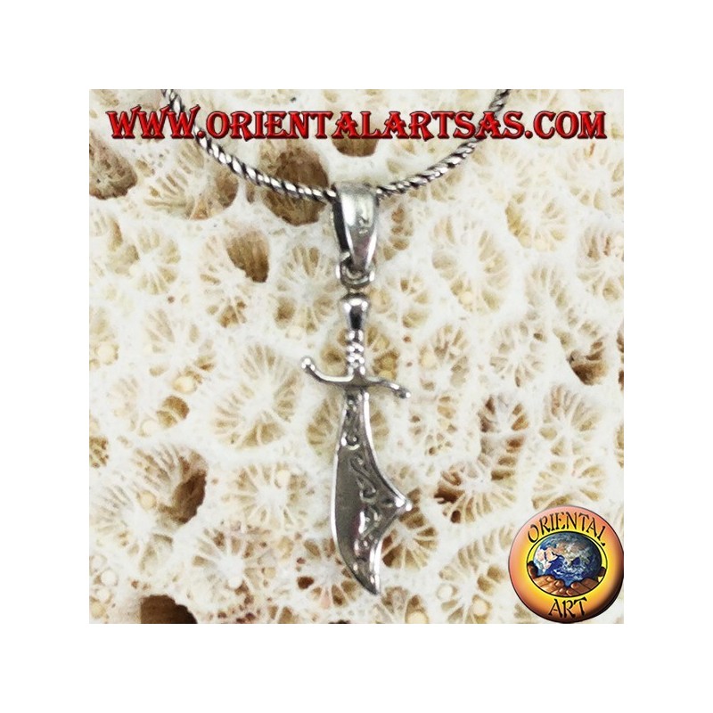 Silver scimitar sword pendant