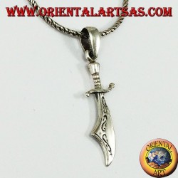 Silver scimitar sword pendant