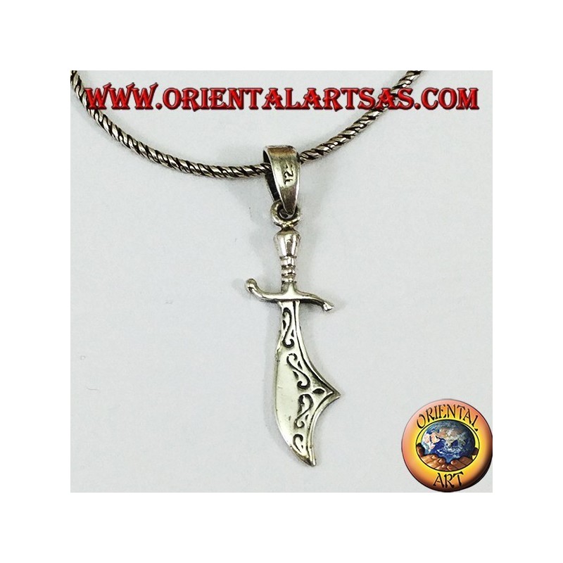 Silver scimitar sword pendant
