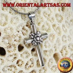 Pendant in silver the rose in the cross