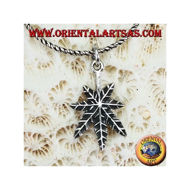 Silberanhänger, Cannabis Hanfblatt