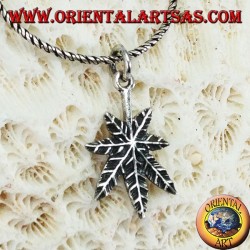 Silver pendant, cannabis hemp leaf