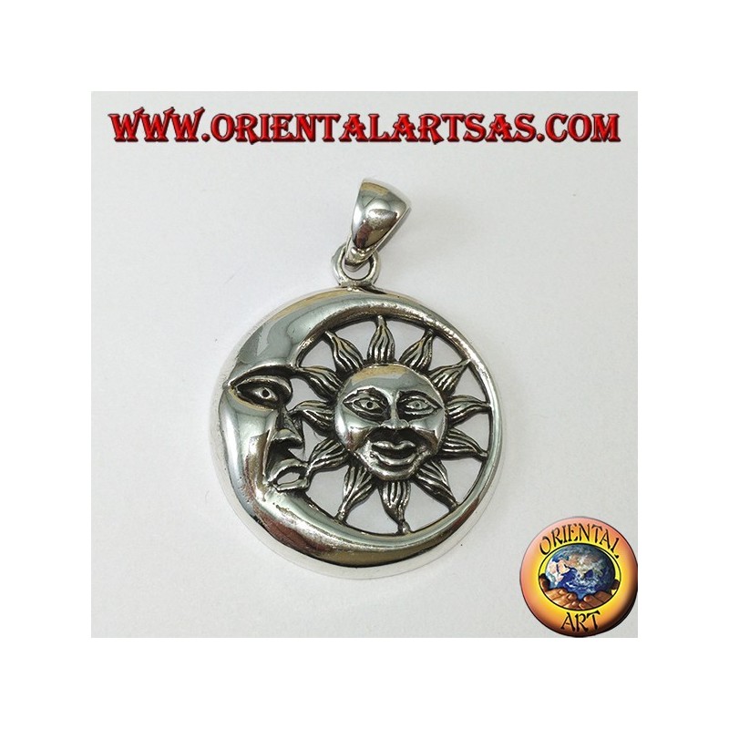 Ciondolo in argento sole nella luna 