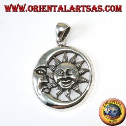 Pendentif en argent soleil dans la lune