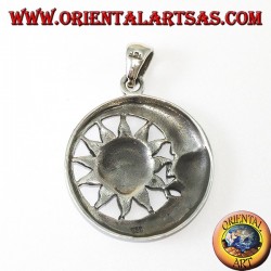 Pendentif en argent soleil dans la lune