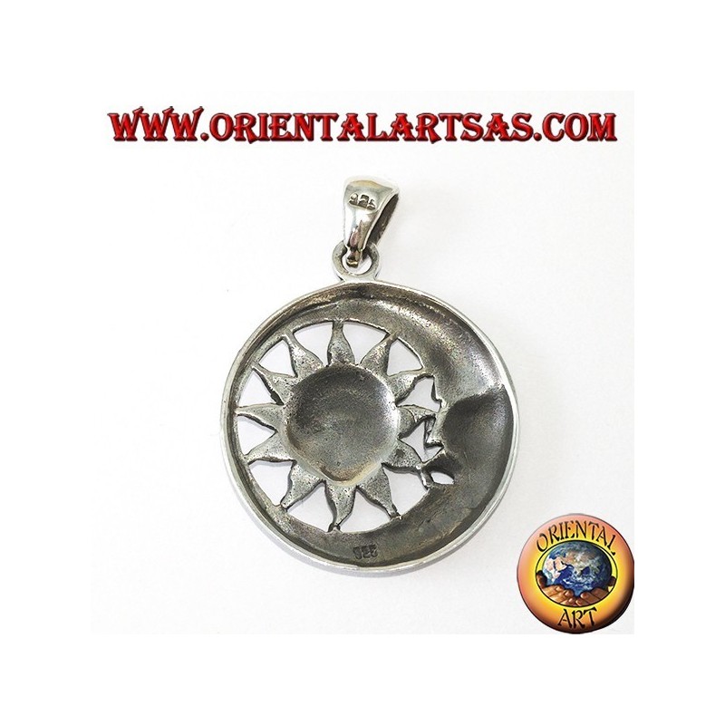 Pendentif en argent soleil dans la lune