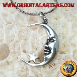 Colgante de plata, luna con la estrella