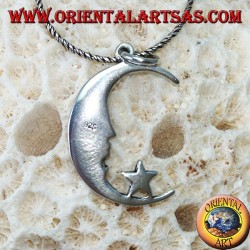 Colgante de plata, luna con la estrella