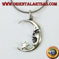 Colgante de plata, luna con la estrella