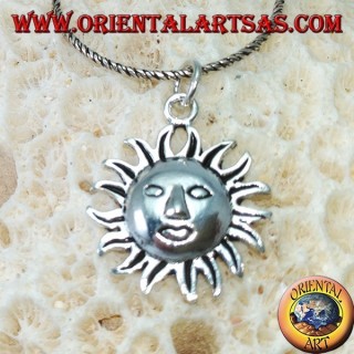 Silver pendant the face of the sun