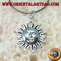 Silver pendant the face of the sun