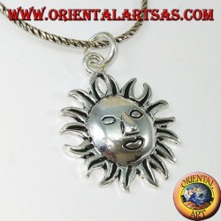 Silver pendant the face of the sun