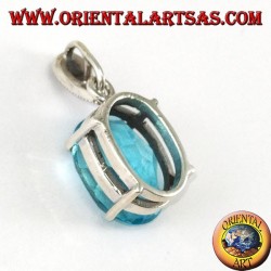 Silberanhänger mit oval-blauem Topas-Set