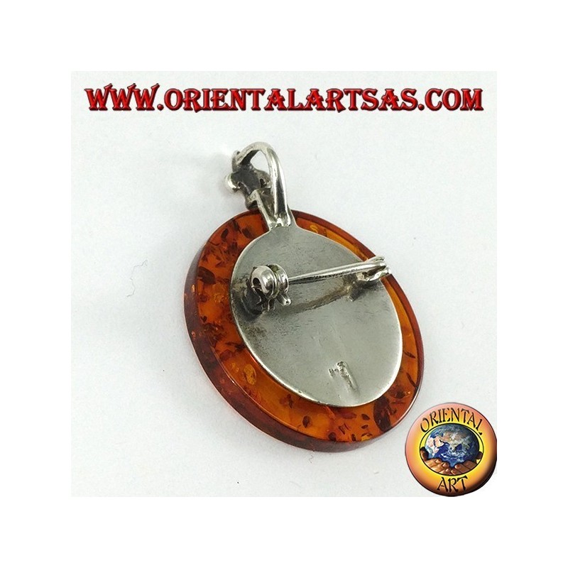 Colgante y broche de plata con Amber con trisele