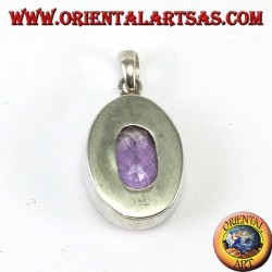 Colgante de plata con una hermosa amatista natural con un marco simple
