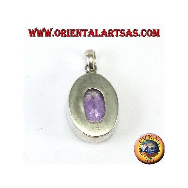 Colgante de plata con una hermosa amatista natural con un marco simple