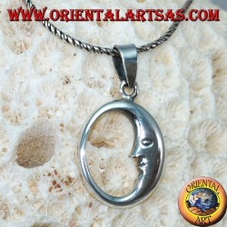 Silver pendant the profile of the moon