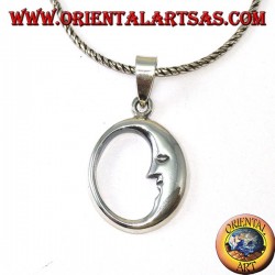 Silver pendant the profile of the moon