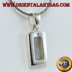 Pendentif en argent avec un ensemble de nacre rectangulaire