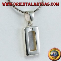 Silver pendant with a rectangular mother of pearl set