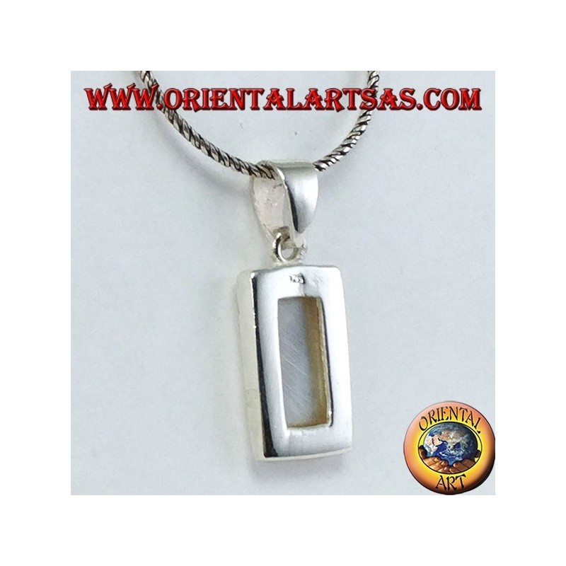 Silver pendant with a rectangular mother of pearl set