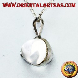 Pendentif en argent avec cristal de roche en forme d'oeuf avec lapis-lazuli