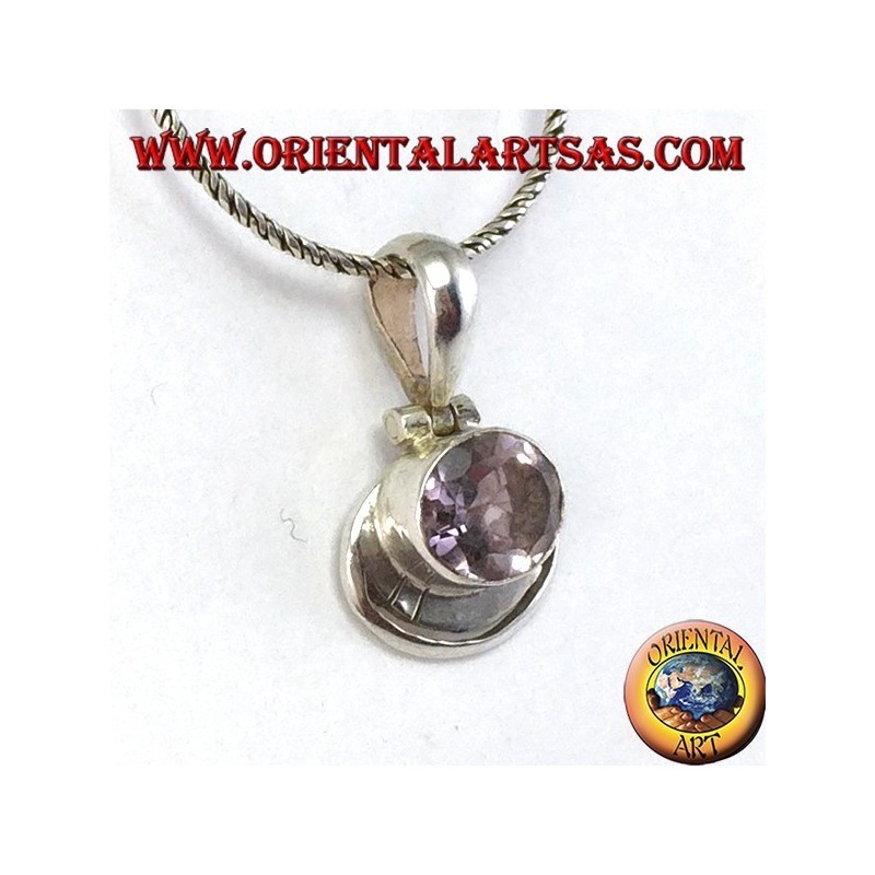 Colgante de plata con amatista oval natural montado horizontalmente