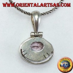 Pendentif en argent avec améthyste ovale naturel monté horizontalement
